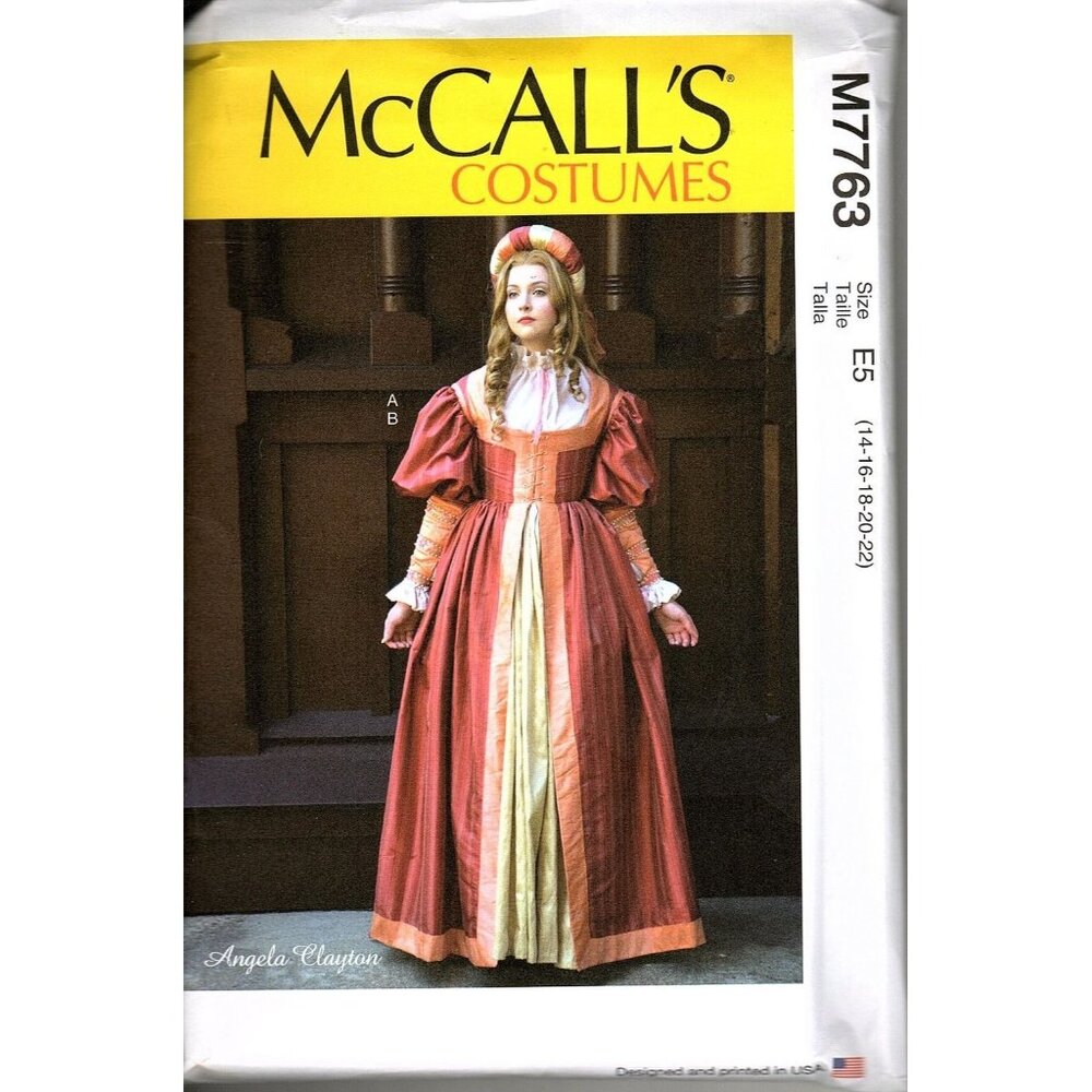McCall's Costumes M7763 Misses 14 to 22 Renaissance Dress Uncut Sewing Pattern